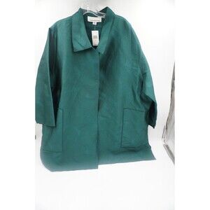 Caroline Rose NWT Emerald Green Textured Jacquard Jacket Patch Pocke Plus Sz 3X
